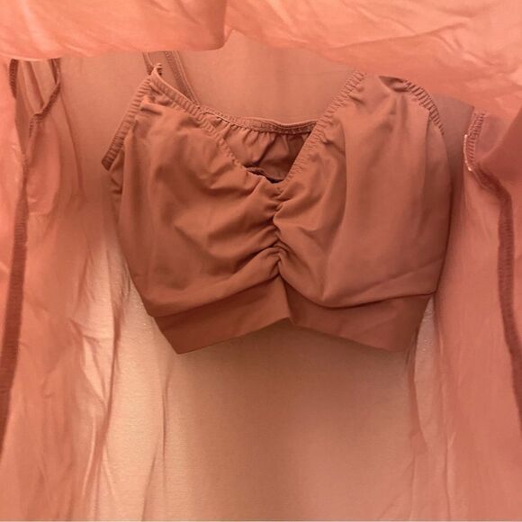 Kelle dance costume mauve pink 3 piece sheer mesh tunic dress shorts top MA - Picture 5 of 12